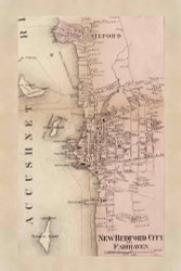 Fairhaven Village, Fairhaven, Massachusetts 1858 Old Town Map Custom Print - Bristol Co.