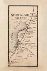 Steep Brook Village, Fall River, Massachusetts 1858 Old Town Map Custom Print - Bristol Co.