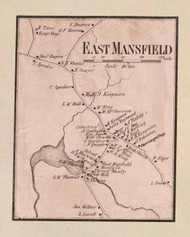 East Mansfield Village, Mansfield, Massachusetts 1858 Old Town Map Custom Print - Bristol Co.