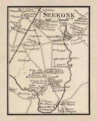 Seekonk Village, Seekonk, Massachusetts 1858 Old Town Map Custom Print - Bristol Co.