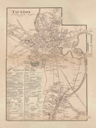 Taunton Village, Taunton, Massachusetts 1858 Old Town Map Custom Print - Bristol Co.
