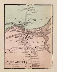 Squawbetty Village, Taunton, Massachusetts 1858 Old Town Map Custom Print - Bristol Co.