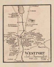 Westport Village, Westport, Massachusetts 1858 Old Town Map Custom Print - Bristol Co.