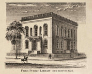 Free Public Library, New Bedford, Massachusetts 1858 Old Town Map Custom Print - Bristol Co.