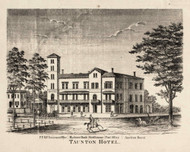 Taunton Hotel, Taunton, Massachusetts 1858 Old Town Map Custom Print - Bristol Co.