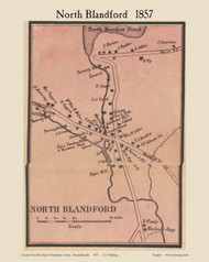 North Blandford Village, Massachusetts 1857 Old Town Map Custom Print - Hampden Co.