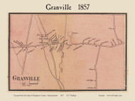 Granville Village, Massachusetts 1857 Old Town Map Custom Print - Hampden Co.