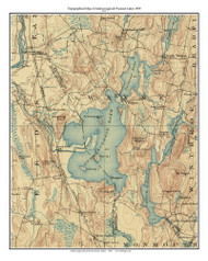 Androscoggin & Pocasset Lakes 1899 - Custom USGS Old Topo Map - Maine Belgrade-Winthrop 3