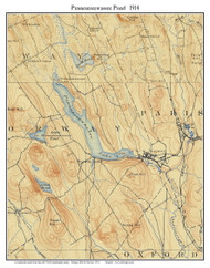 Penneseewassee Pond 1914 - Custom USGS Old Topo Map - Maine 1