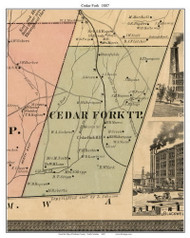 Cedar Fork Township, North Carolina 1887 Old Town Map Custom Print - Durham Co