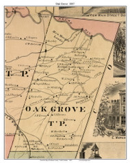Oak Grove Township, North Carolina 1887 Old Town Map Custom Print - Durham Co