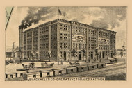 Blackwell's Cooperative Tobacco Factory, North Carolina 1887 Old Town Map Custom Print - Durham Co