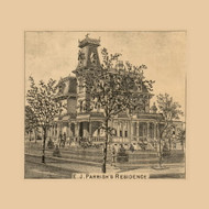 Parrish Residence, North Carolina 1887 Old Town Map Custom Print - Durham Co