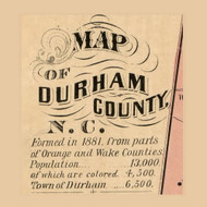 County Population Statistics, North Carolina 1887 Old Town Map Custom Print - Durham Co