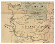 Boon  (Boone) Township, North Carolina 1890 Old Town Map Custom Print - Davidson Co