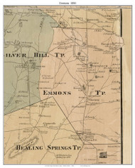Emmons Township, North Carolina 1890 Old Town Map Custom Print - Davidson Co