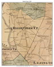 Reedy Creek Township, North Carolina 1890 Old Town Map Custom Print - Davidson Co