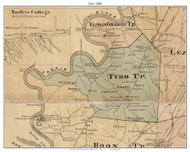 Tyro Township, North Carolina 1890 Old Town Map Custom Print - Davidson Co