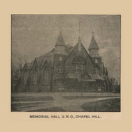 Memorial Hall, UNC Chapel Hill, North Carolina 1891 Old Town Map Custom Print - Orange Co
