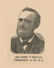Dr. K.P. Battle, President of UNC, North Carolina 1891 Old Town Map Custom Print - Orange Co