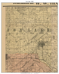 Fox Lake, Wisconsin 1900 Old Town Map Custom Print - Dodge Co.