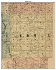 Herman, Wisconsin 1900 Old Town Map Custom Print - Dodge Co.