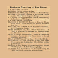 Business Directory for Eau Claire, Wisconsin 1878 Old Town Map Custom Print - Eau Claire Co.