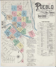 Pueblo, Colorado 1889 - Old Map Colorado Fire Insurance Index