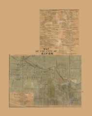 Ripon City, Wisconsin 1858 Old Town Map Custom Print - Fond du Lac Co.
