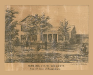 H.W. Wolcott Farm and Residence, Rosendale, Wisconsin 1858 Old Town Map Custom Print - Fond du Lac Co.