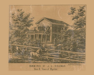 J.L. Coleman Farm and Residence, Byron, Wisconsin 1858 Old Town Map Custom Print - Fond du Lac Co.
