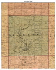Ellenboro, Wisconsin 1868 Old Town Map Custom Print - Grant Co.