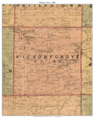 Hickory Grove, Wisconsin 1868 Old Town Map Custom Print - Grant Co.