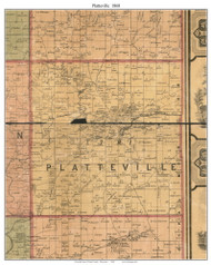 Platteville, Wisconsin 1868 Old Town Map Custom Print - Grant Co.