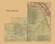 Platteville Village, Wisconsin 1868 Old Town Map Custom Print - Grant Co.