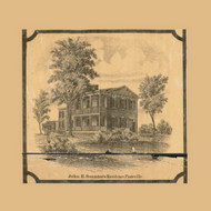 J.H. Rountre Residence, Platteville, Wisconsin 1868 Old Town Map Custom Print - Grant Co.