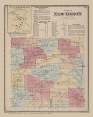 New Lisbon, Noblesville #24, New York 1868 Old Map Reprint - Otsego Co.