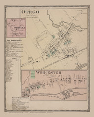 Otego Village, Worchester #41, New York 1868 Old Map Reprint - Otsego Co.