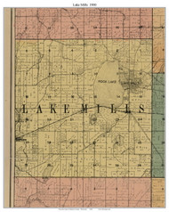 Lake Mills, Wisconsin 1900 Old Town Map Custom Print - Jefferson Co.