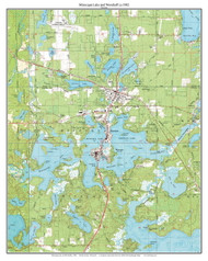 Minocqua Lake and Woodruff 1982 - Custom USGS Old Topo Map - Wisconsin 4