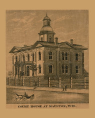 Court House, Mauston, Wisconsin 1876 Old Town Map Custom Print - Juneau Co.