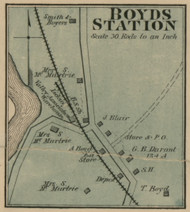 Boyds Station Village (Precinct 4) - Old Town Map Custom Print - Harrison Co., Kentucky 1877