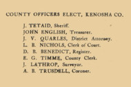 Kenosha County Officers, Wisconsin 1873 Old Town Map Custom Print - Kenosha Co.