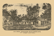 Oak Grove Sanitarium, Wisconsin 1873 Old Town Map Custom Print - Kenosha Co.