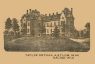 Taylor Orphan Asylum, Wisconsin 1873 Old Town Map Custom Print - Racine Co.