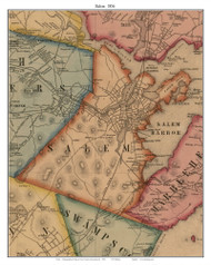 Salem, Massachusetts 1856 Old Town Map Custom Print - Essex Co.