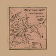 West Amesbury Village, Amesbury, Massachusetts 1856 Old Town Map Custom Print - Essex Co.