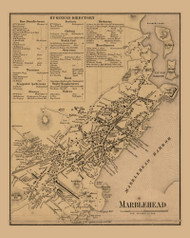 Marblehead Village, Marblehead, Massachusetts 1856 Old Town Map Custom Print - Essex Co.