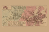 Salem and South Danvers Villages, Salem, Massachusetts 1856 Old Town Map Custom Print - Essex Co.