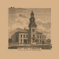 City Hall, Lawrence, Massachusetts 1856 Old Town Map Custom Print - Essex Co.